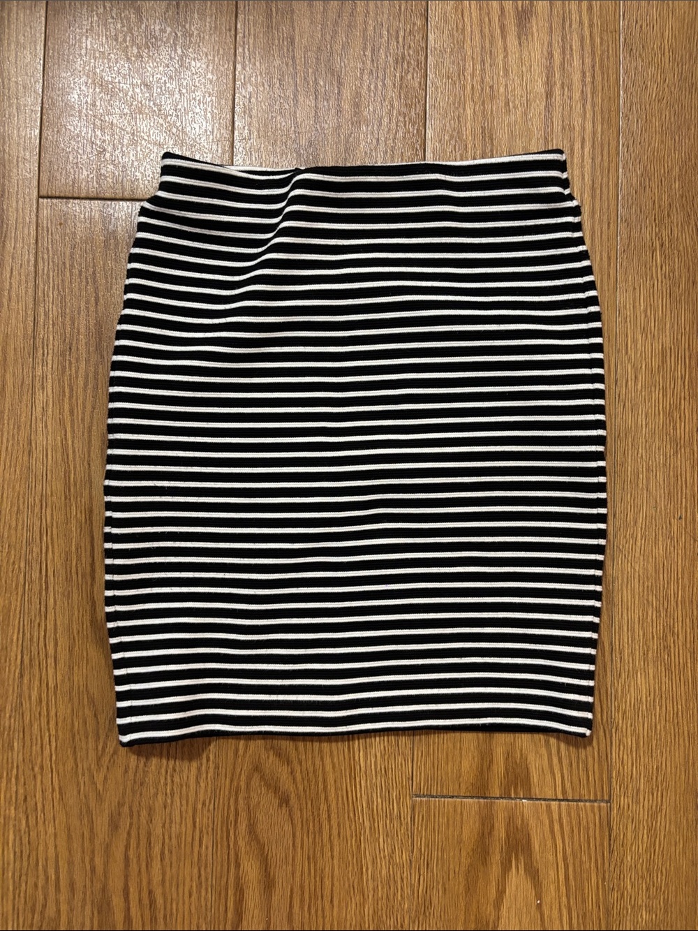 LOFT Black and White Striped Pencil Skirt